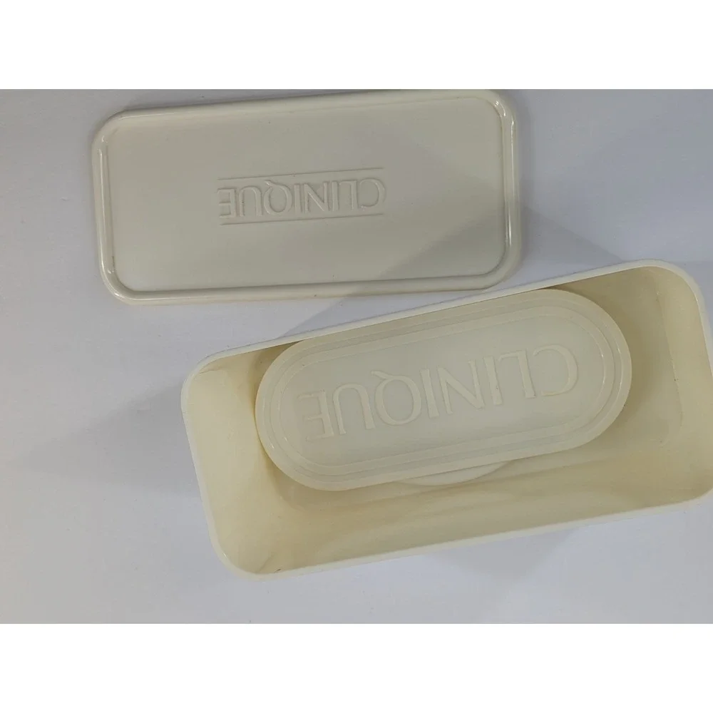 😍Vintage Clinique Comb & Mirror Set Snap Together White 1980s Matching Box Set